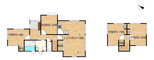 【間取り】 | 太宰府市長浦台３丁目　戸建て | 各居室5帖以上ある4LDKは大家族でもゆったりと暮らせます。内外装リフォーム済みです