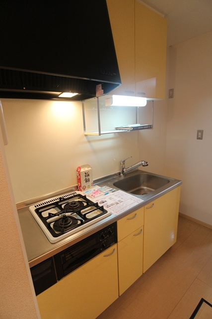 プレシャスコート【10，000円キャッシュバック対象物件】のキッチン|コンパクトなキッチンで掃除もラクラク