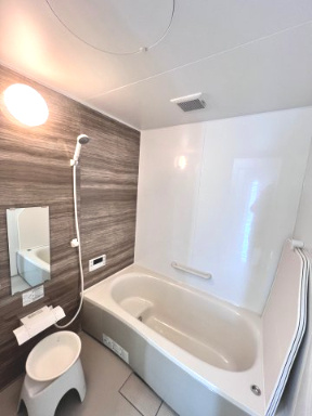 富田東展示場　ルミナス　戸建ての浴室|広々とした浴槽は、デザインにもこだわったおしゃれな癒しの空間です。