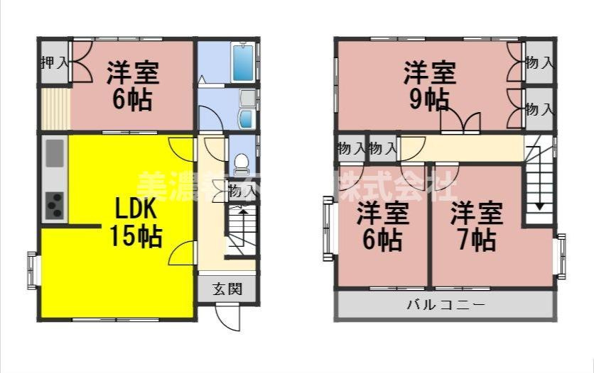 ６３５７５　岐阜市中川原３丁目中古戸建ての間取り