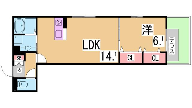 神戸市兵庫区塚本通７丁目のアパートの間取り