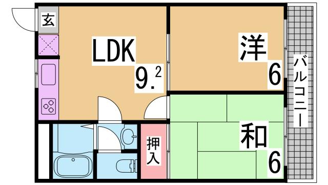 神戸市長田区房王寺町７丁目の賃貸マンションの間取り