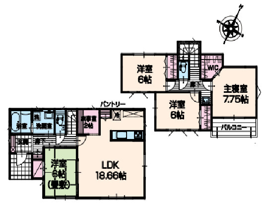 いろどりアイタウン　安中市秋間みのりが丘22-P1の間取り|全室収納付きです。