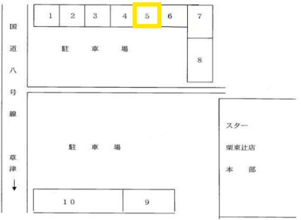 栗東市辻の店舗事務所の区画図
