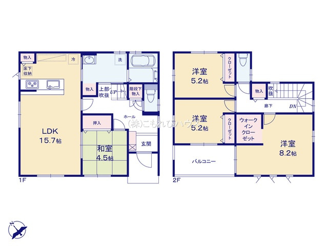 鴻巣市筑波1丁目　新築一戸建て　9区画　05の間取り|鴻巣市小松1丁目　05、4LDK、土地面積165.40m2、建物面積103.18m2