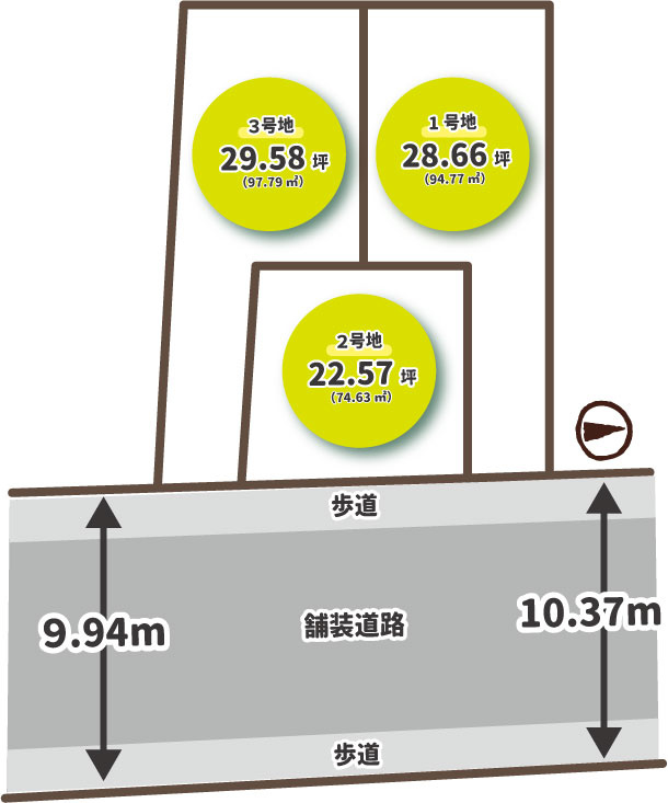 花園艮北町１期３号地の区画図