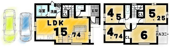 花園艮北町１期３号地の間取り