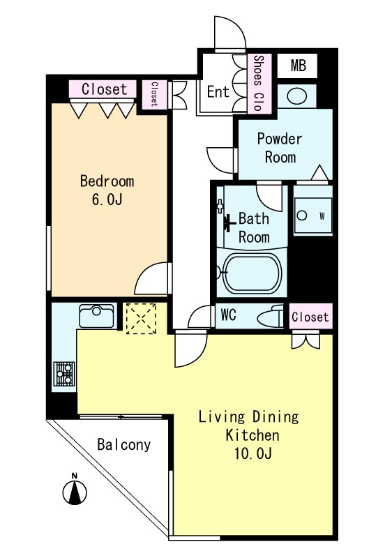 ライオンズマンション白金東の間取り|陽当たり・通風・眺望良好、LD10.0帖＋K2.5帖、L字型キッチン(3口ガスコンロ)、全居室フローリング、浴室乾燥機付き