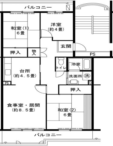 落合第２　３ＬＤＫの間取り