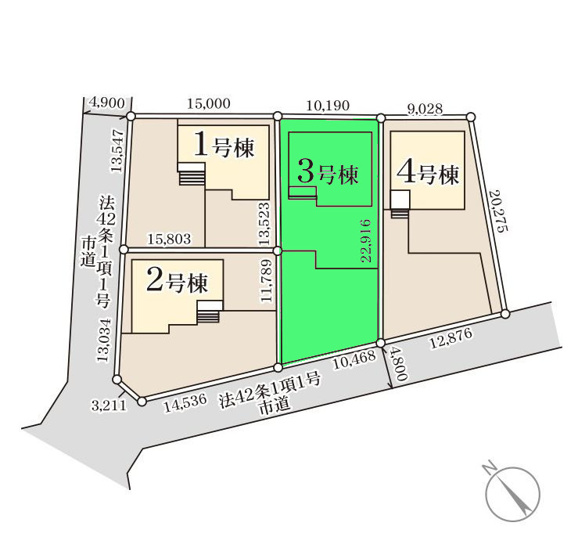 【区画図】 | リーブルガーデン.S前橋市富士見町小沢ー③ | 富士見中学校まで徒歩8分！明るい南接道に面した敷地！