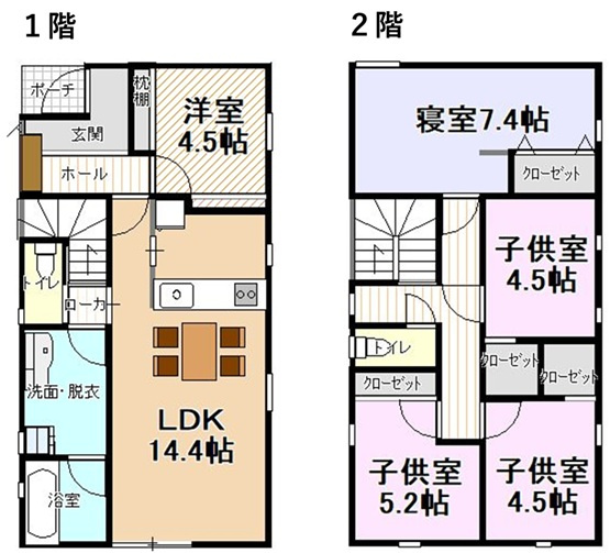 期間限定特別価格！仲介手数料不要！東根市神町東三丁目A棟の間取り