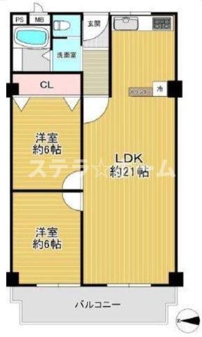 クローバーハイツ森小路1号棟の間取り|2LDK