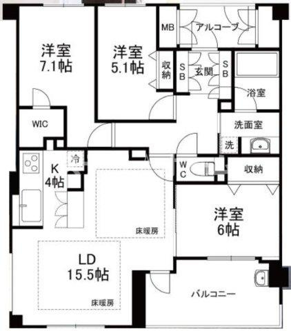 ギャラリーコート豊中・中桜塚の間取り|3LDK