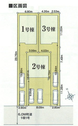 瑞穂町箱根ヶ崎東松原　新築戸建全3棟の区画図