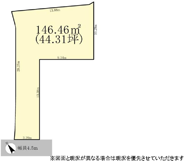 栗東市中沢3丁目2号地　建築条件無し売土地の区画図