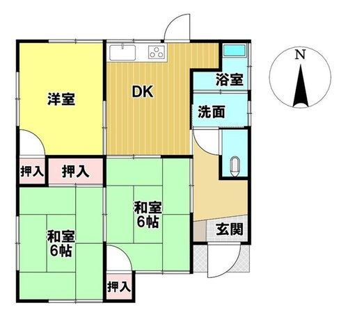 松神子１丁目　中古戸建の間取り|3DKの構成で、各部屋の独立性を保ちつつも、ダイニングを中心に家族が繋がりやすい設計。平屋ならではのフラットな動線で、掃除や家事の負担を軽減。無駄を省いた機能的な配置が、快適な毎日を支えてくれます。