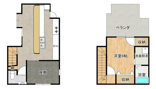 白浜住居付店舗の間取り
