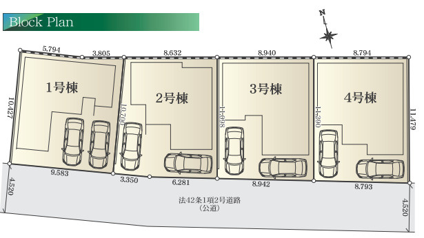 茅ヶ崎市今宿2期　新築戸建　全4棟2号棟の区画図