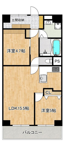 【間取り】 | 帝塚山グリーンハイツB棟
