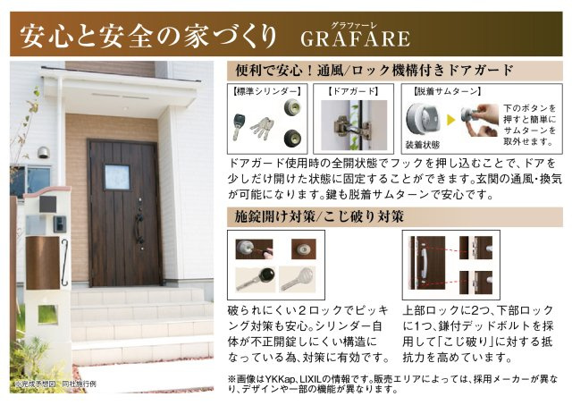 グラファーレ　一宮市篭屋3丁目　全7区画分譲の玄関|玄関ドアの取っ手ハンドル部分にセンサーがついており、カードやシールタイプのキーで開け閉めができます