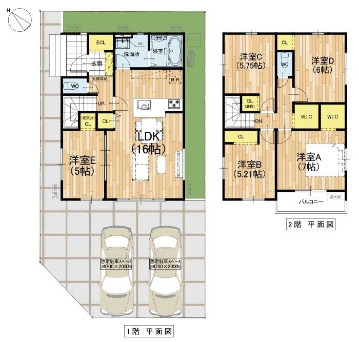野洲市永原1号棟　新築戸建ての間取り