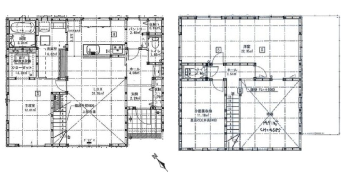 【中古戸建】前橋市江木町の間取り|■間取り図｜敷地面積：220.72（約66.76坪）　建物面積：98.95（約29.93坪）
