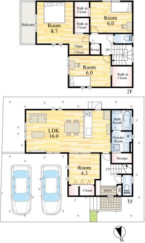SUN COURTーサンコート－小倉南区八重洲町【小倉南区　新築戸建て】の間取り|SUN COURTーサンコート－小倉南区八重洲町【小倉南区　新築戸建て】