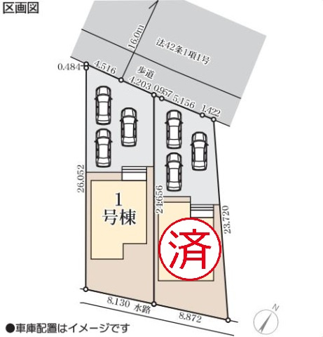 坂東市辺田第3　新築戸建て　１号棟の区画図