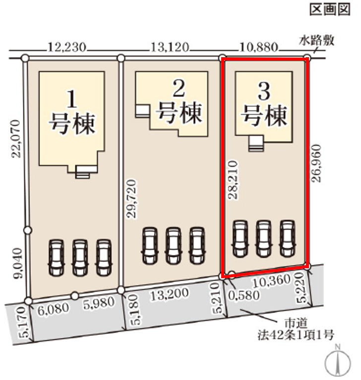 第4吉井町長根（全３棟）3号棟の区画図