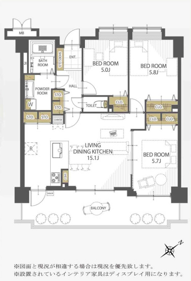 【間取り】 | ベルヴィ香椎壱番館 | 2階南東向き、広さ約70平米の3LDKをフルリノベ済み！
敷地内駐車場1台継承可能です（月額8000円）
