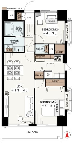 KMエンゼルハイム中村橋の間取り|2LDK