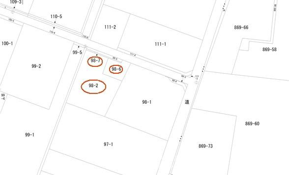 宇城市小川町新田出の売地の土地図