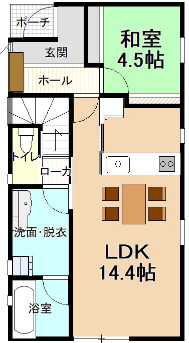 仲介手数料不要！東根市神町東三丁目B棟の間取り
