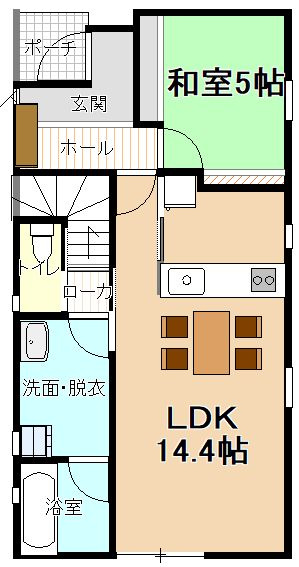 仲介手数料不要！東根市神町東三丁目C棟の間取り