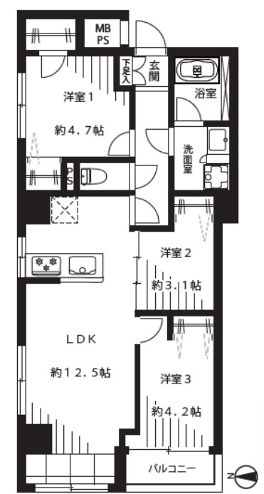 迦葉三鷹マンションの間取り