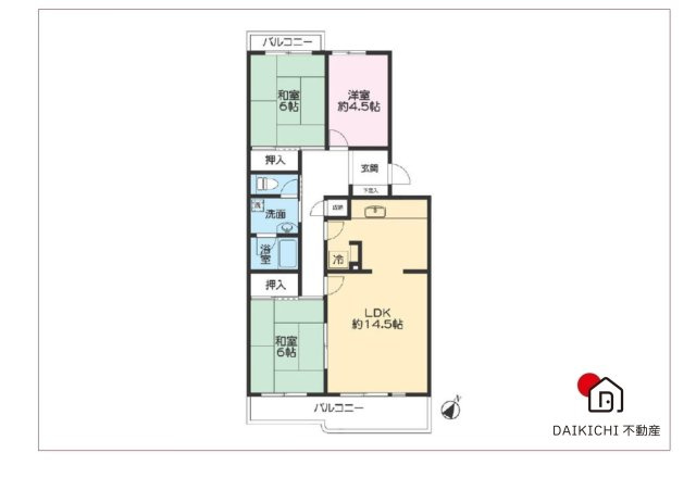 【間取り】 | パークタウン若宮1号棟　中古マンション