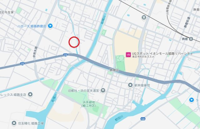 ネオハイツ姫路アメティ228　山陽電鉄「西飾磨駅」徒歩15分の地図