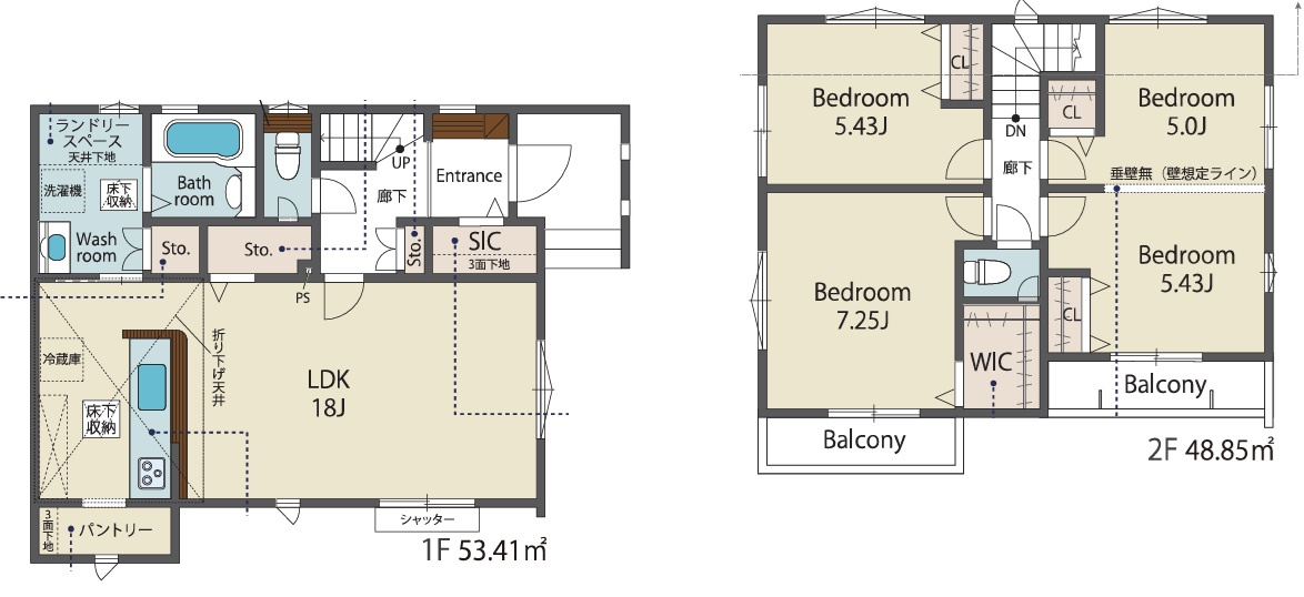 仲介手数料無料　TIARA所沢市上新井5期・新築全3棟の間取り
