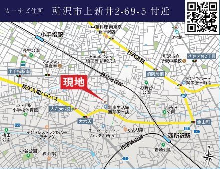 仲介手数料無料　TIARA所沢市上新井5期・新築全3棟の地図
