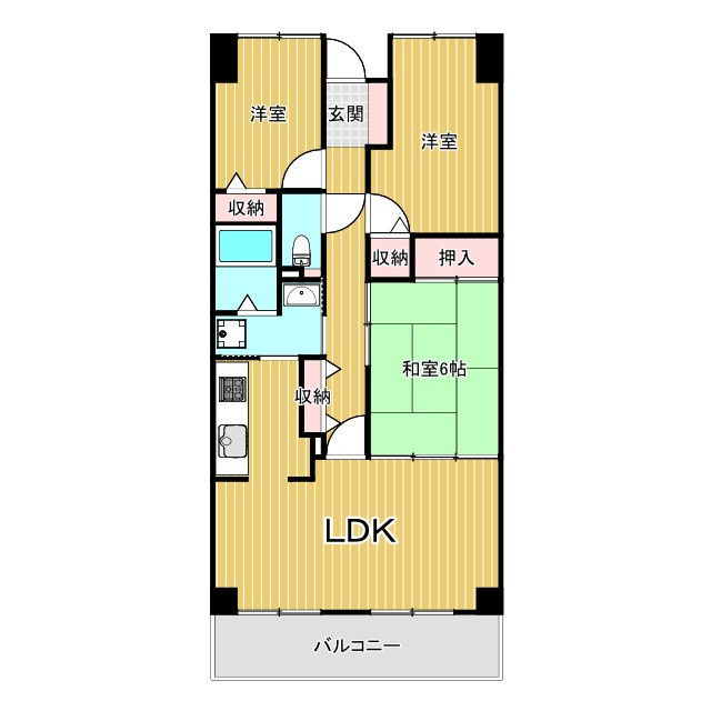 鹿児島市東郡元町の中古マンションの間取り