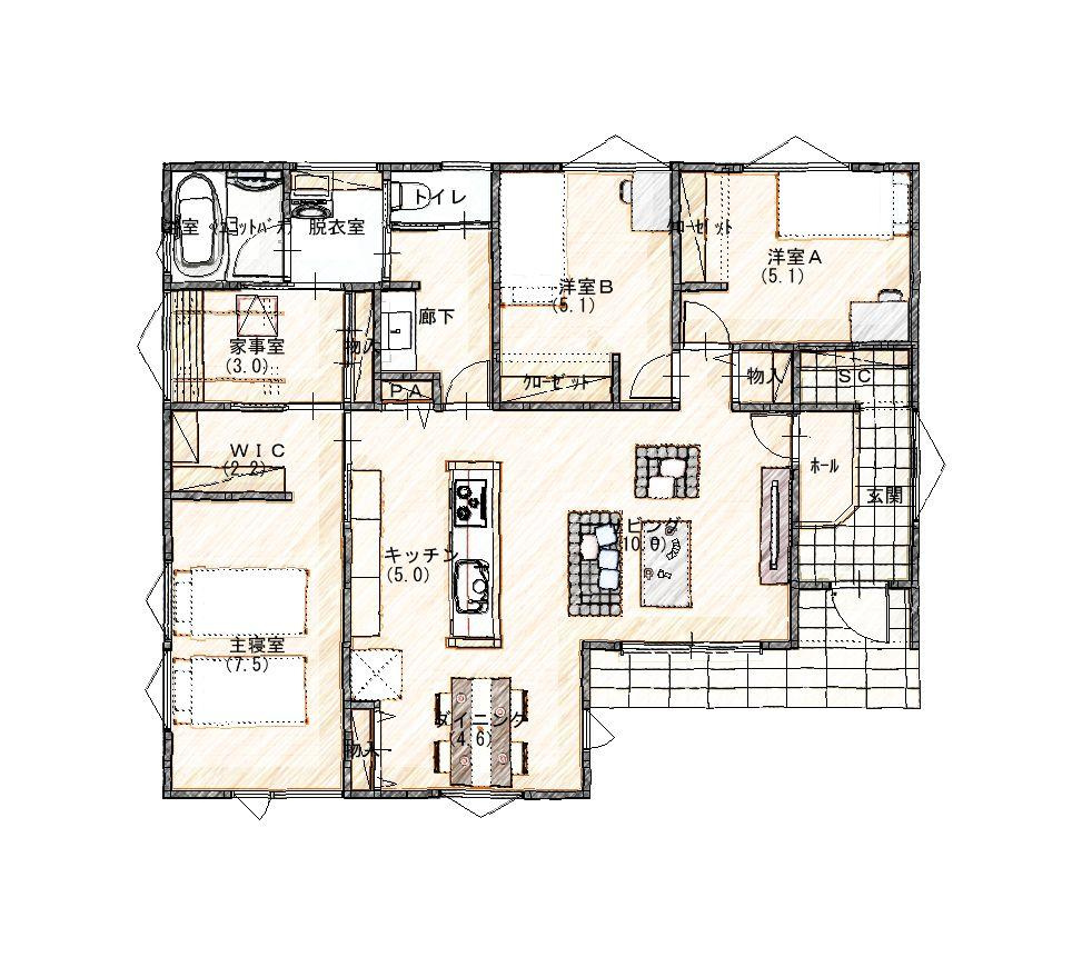 小山市横倉　新築戸建13号棟の間取り