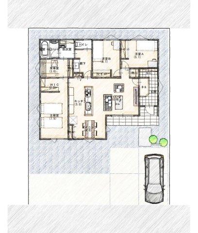小山市横倉　新築戸建13号棟の間取り