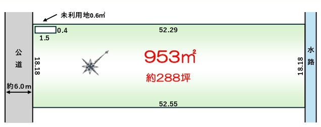 敷地面積288坪　売地　越谷市恩間新田②