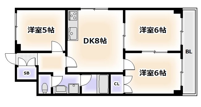 【間取り】 | ビジタル恵美須7