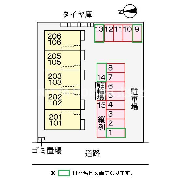 シャイントラストの区画図|敷地内に駐車場を確保しています(^^)