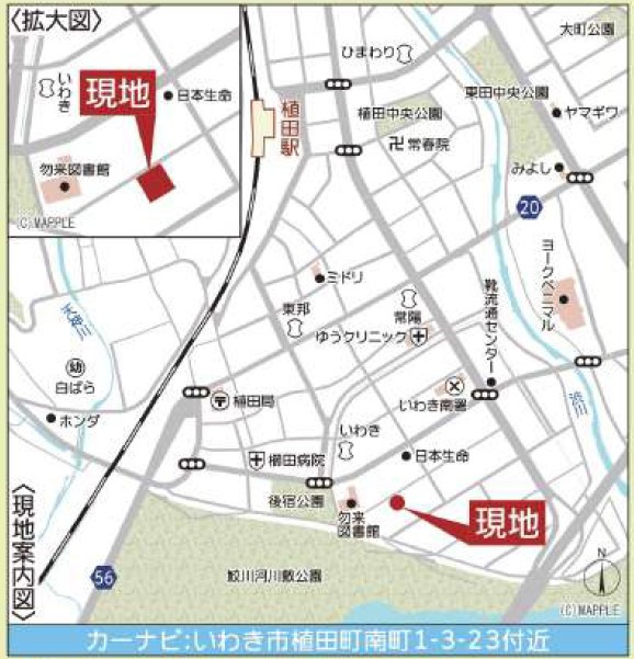 新築戸建・建売　いわき市植田町第20　Cradle Garden　全4棟の地図