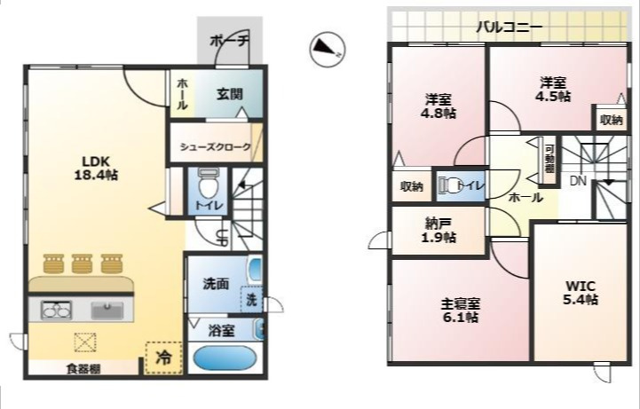 売中古戸建　静岡市駿河区登呂2丁目の間取り