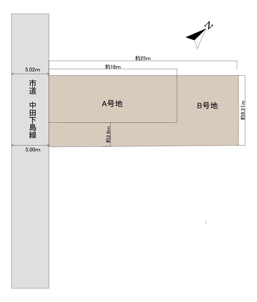 ☆NEW　PRICE☆残り１棟！　売新築戸建　静岡市駿河区中田４丁目の区画図|道路の幅員は約5mです