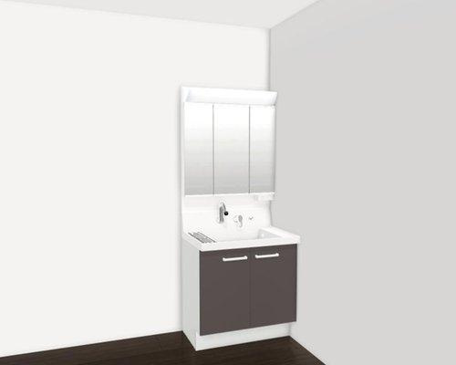 売新築戸建　焼津市田尻の洗面所|洗面台は三面鏡タイプで、朝の身支度もラクラクです♪