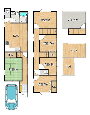 遠里小野７丁目　中古一戸建の間取り
